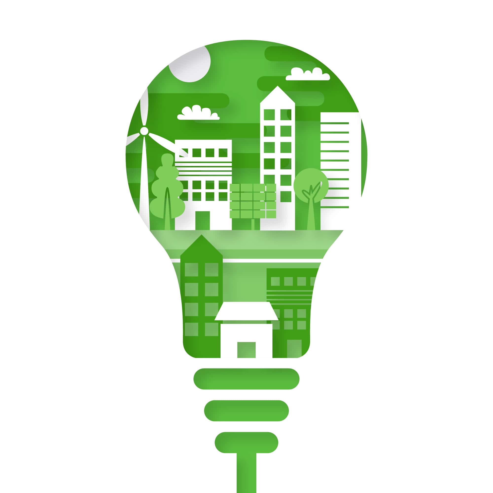 Green innovation concept materialized by a light bulb